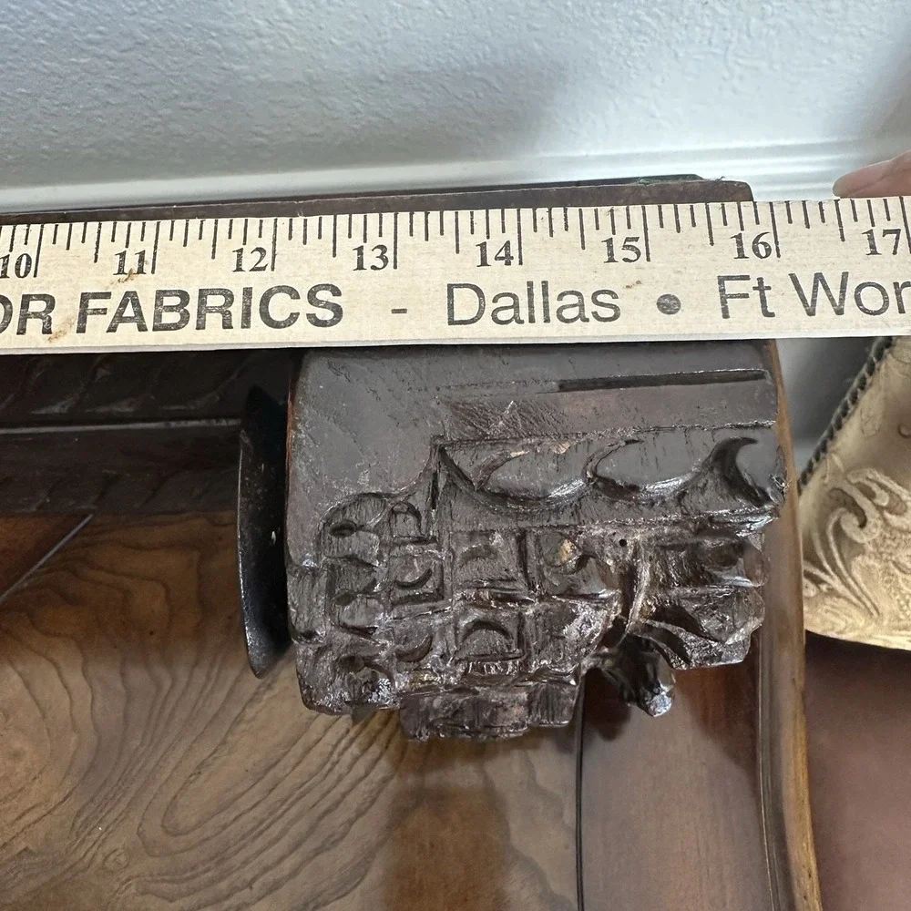 Antique Artisan Candle Holder 16 Inch English Oak Wood Pillars Stained Ferns‎